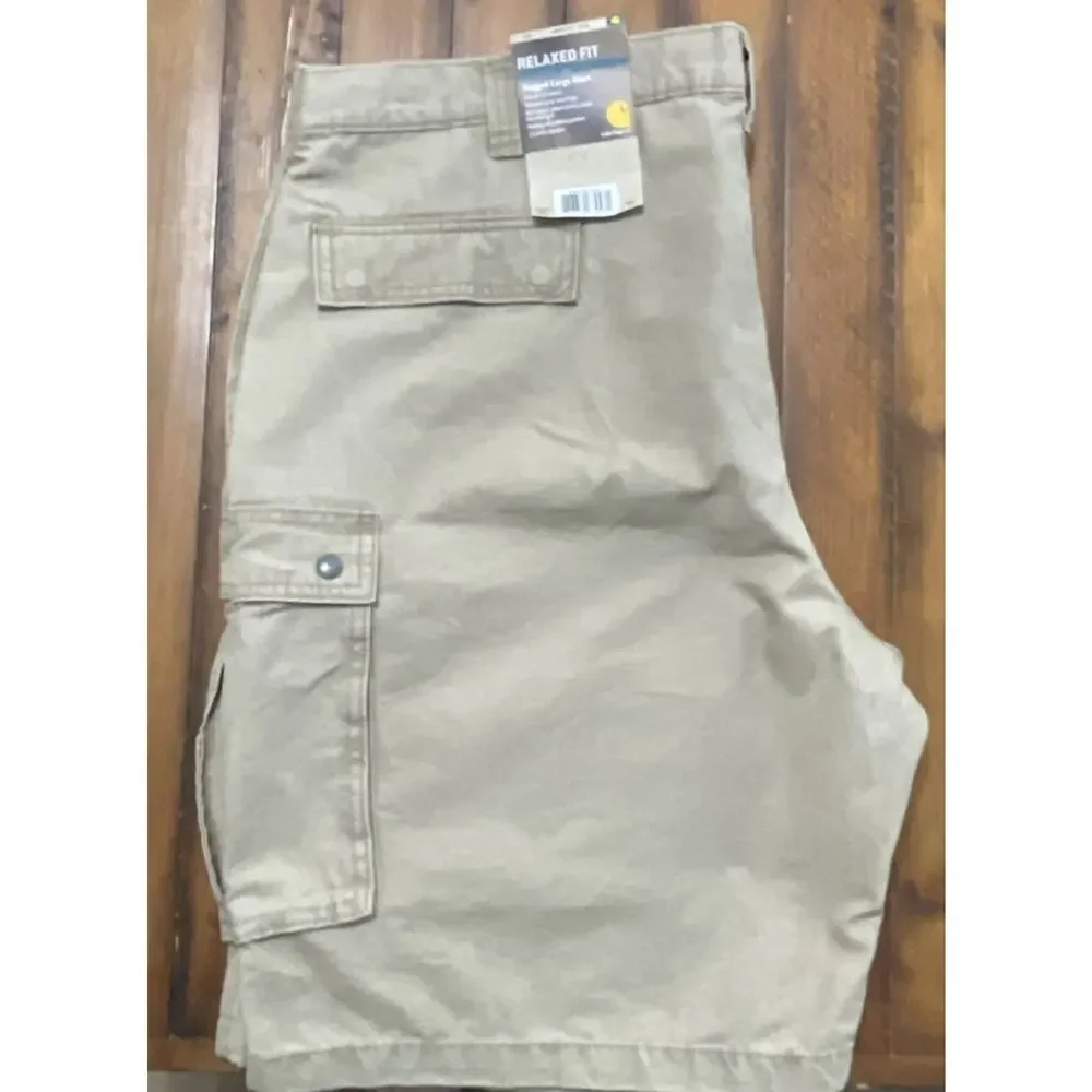 CARHARTT Cargo Shorts Relaxed Rugged Khaki Tan Big‎ Sz 46 100% Cotton NWT Hiking